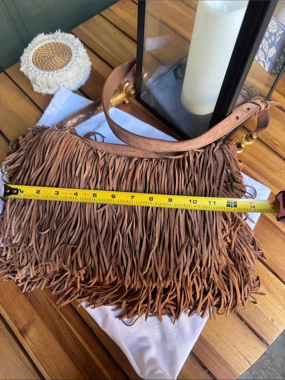 Balmain Ébène fringed suede bag